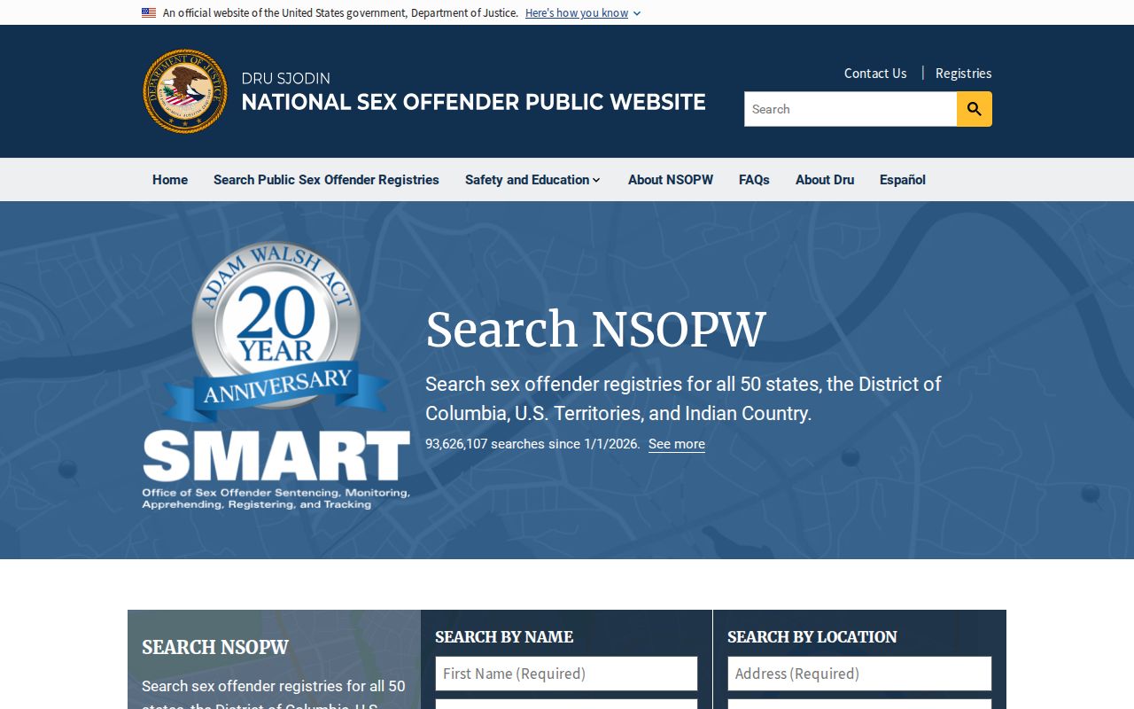 Union County sex offender lookup NSOPW national search layer