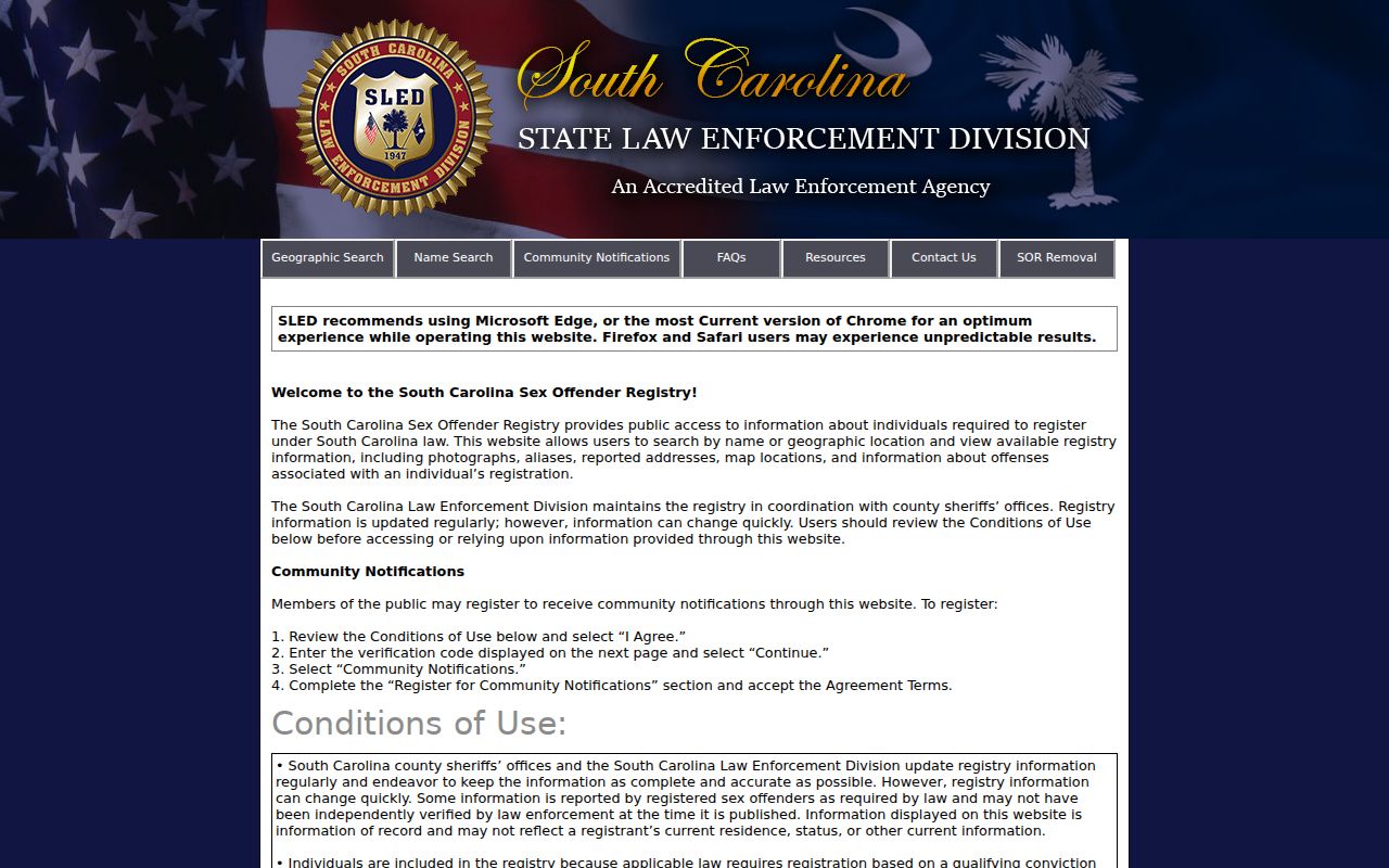 Union County sex offender lookup SORT search interface